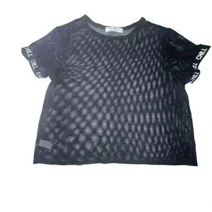 Kali Reve Black Mesh Net Shirt Size M Chill Sleeve Logo Streetwear